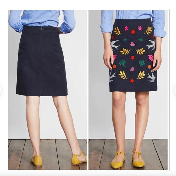 Boden Fenella Rainbow Floral Bird Embroidered Skirt Size 4 - Picture 2 of 12